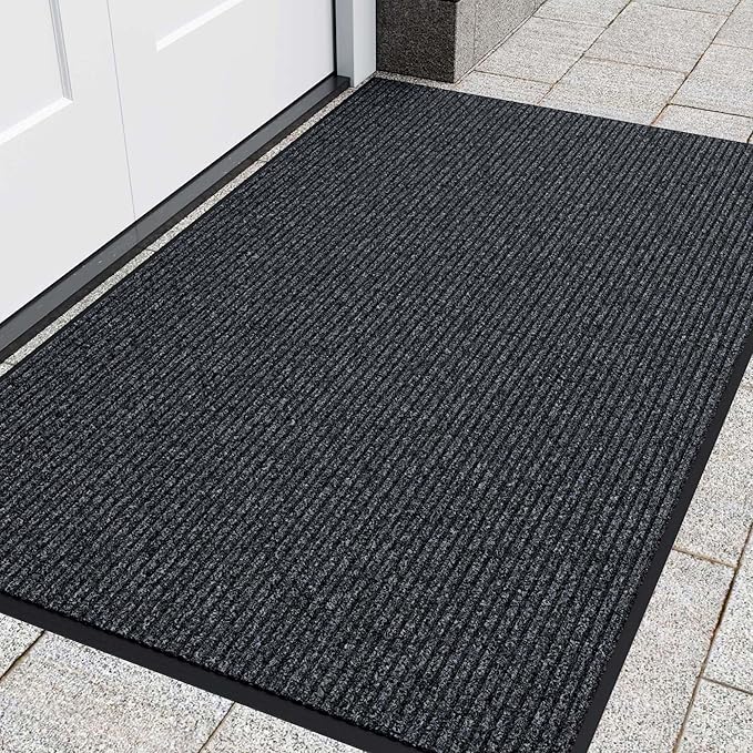 Front Door Mat, Heavy Duty Indoor Outdoor Entrance Door Mat, 96" x 48" Commercial Door Mats for Entryway, Durable Non-Slip Rubber Backing, Low-Profile Welcome Mats for Entry, Gray