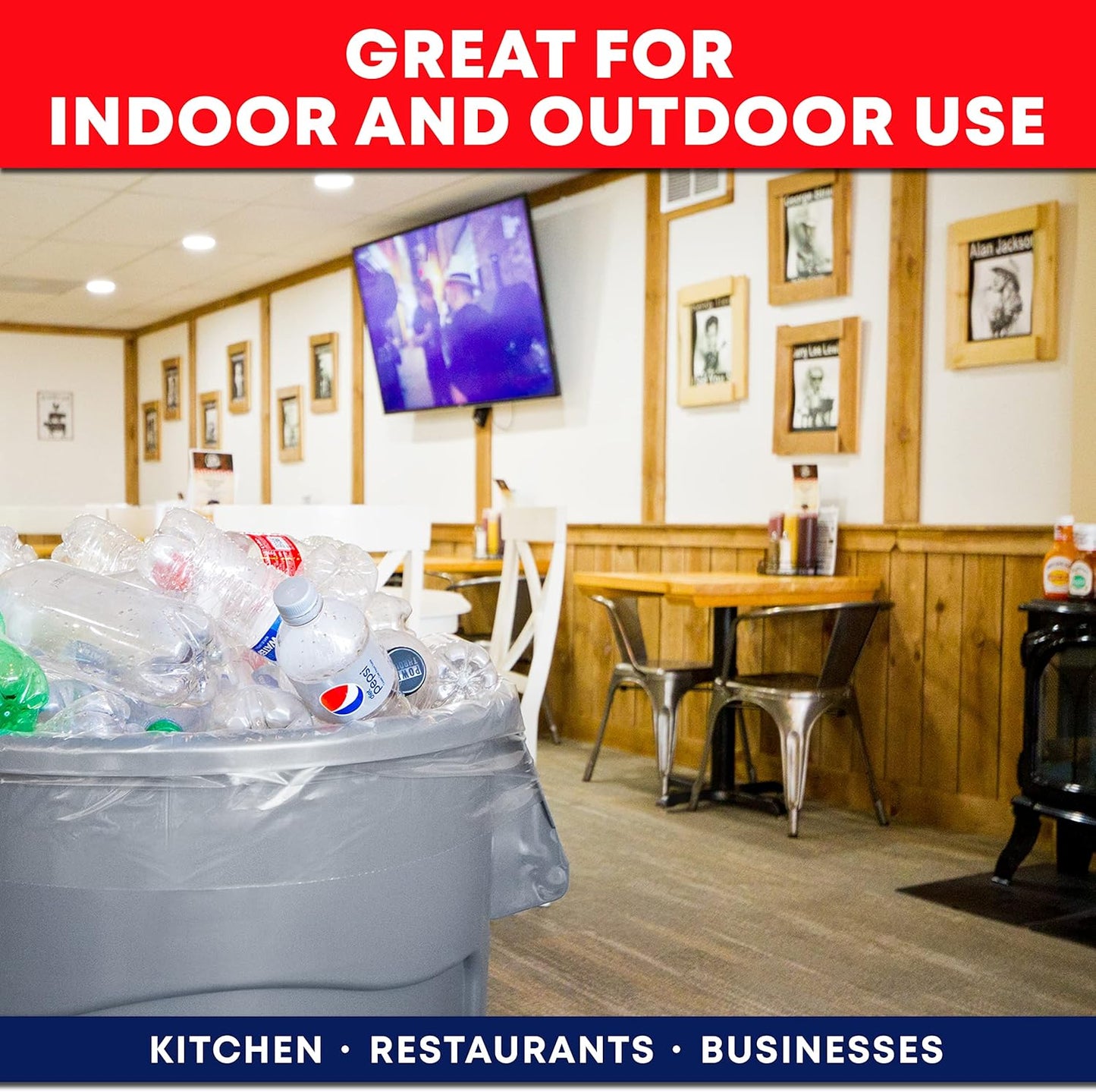 Tasker 30-33 Gallon Trash Bags Heavy Duty (Value 100/Bags w/Ties) Clear Large Plastic Recycling Garbage Bags. 30 Gal, 32 Gallon Clear Large Trash Bags