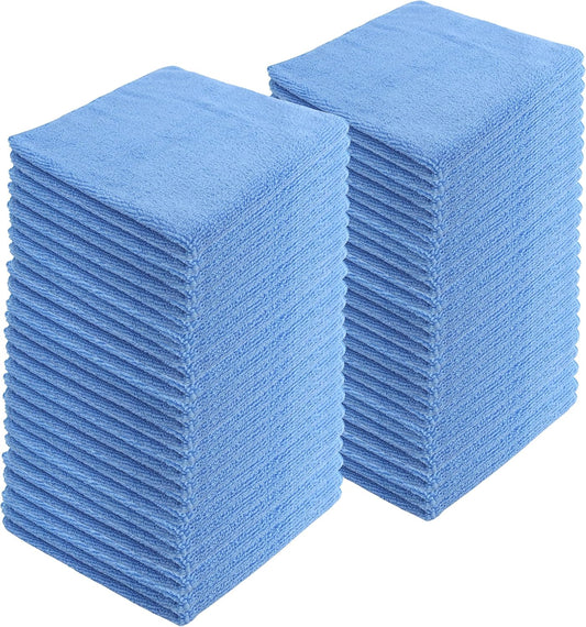 Microfiber Cleaning Cloths, 240 Pack, 16"x16", All-Purpose, Softer, Highly Absorbent, Lint-Free, Reusable, Washable Pro Towels, Blue, for House, Kitchen, Bathroom, Car, Office