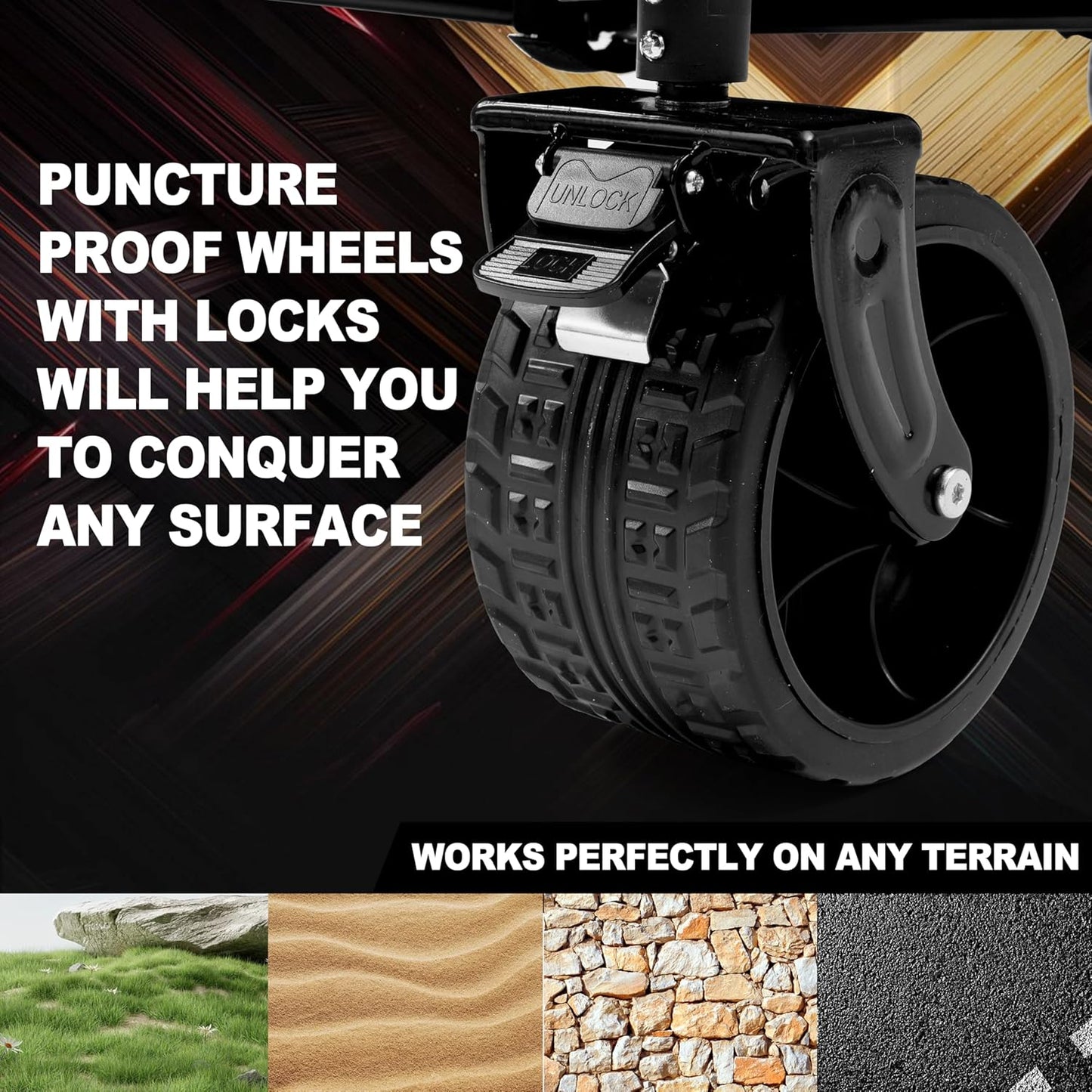 SunnyFeel Heavy Duty Collapsible Outdoor Utility Wagon Cart 400LB Capacity Adjustable Handlebar,Foldable Beach Wheels Stable Durable Oxford Fabric for Shopping Garden Camping (Black & Grey)