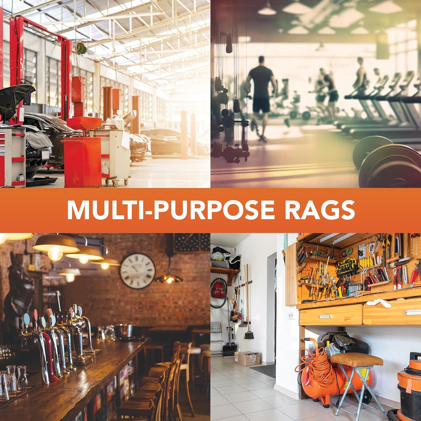 Arkwright W11 Terry Cloth Towels for Cleaning - Case of 25 - Soft Cotton Blend Washable Multi-Purpose Bar Mop, Absorbent & Quick Dry, Bulk Box of Rags for Kitchen, Auto Shop, and Garage, 25 lb, White