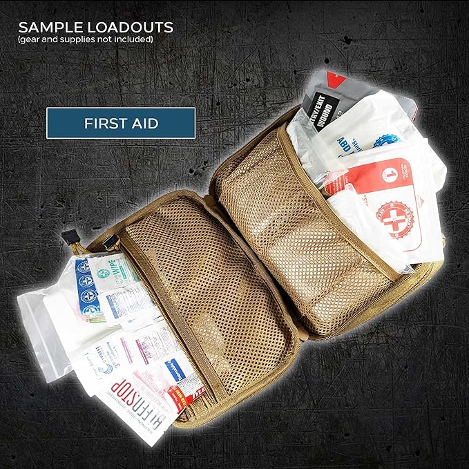 EPG Tactical EDC Organizer, Molle Utility Pouch - First Aid, Modular Survival Bag, Large Tan