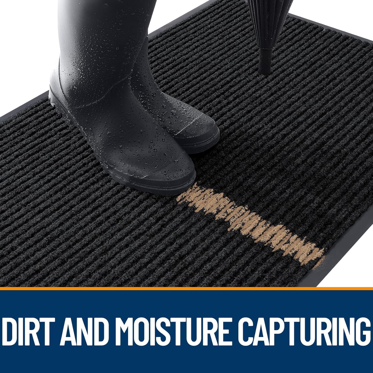 OLANLY Front Door Mat Indoor Outdoor Entrance, Waterproof Heavy Duty Doormat, Fade Resistant, Low Profile, Easy Clean Patio Porch Welcome Floor Mats for Entry, 40x32, Black