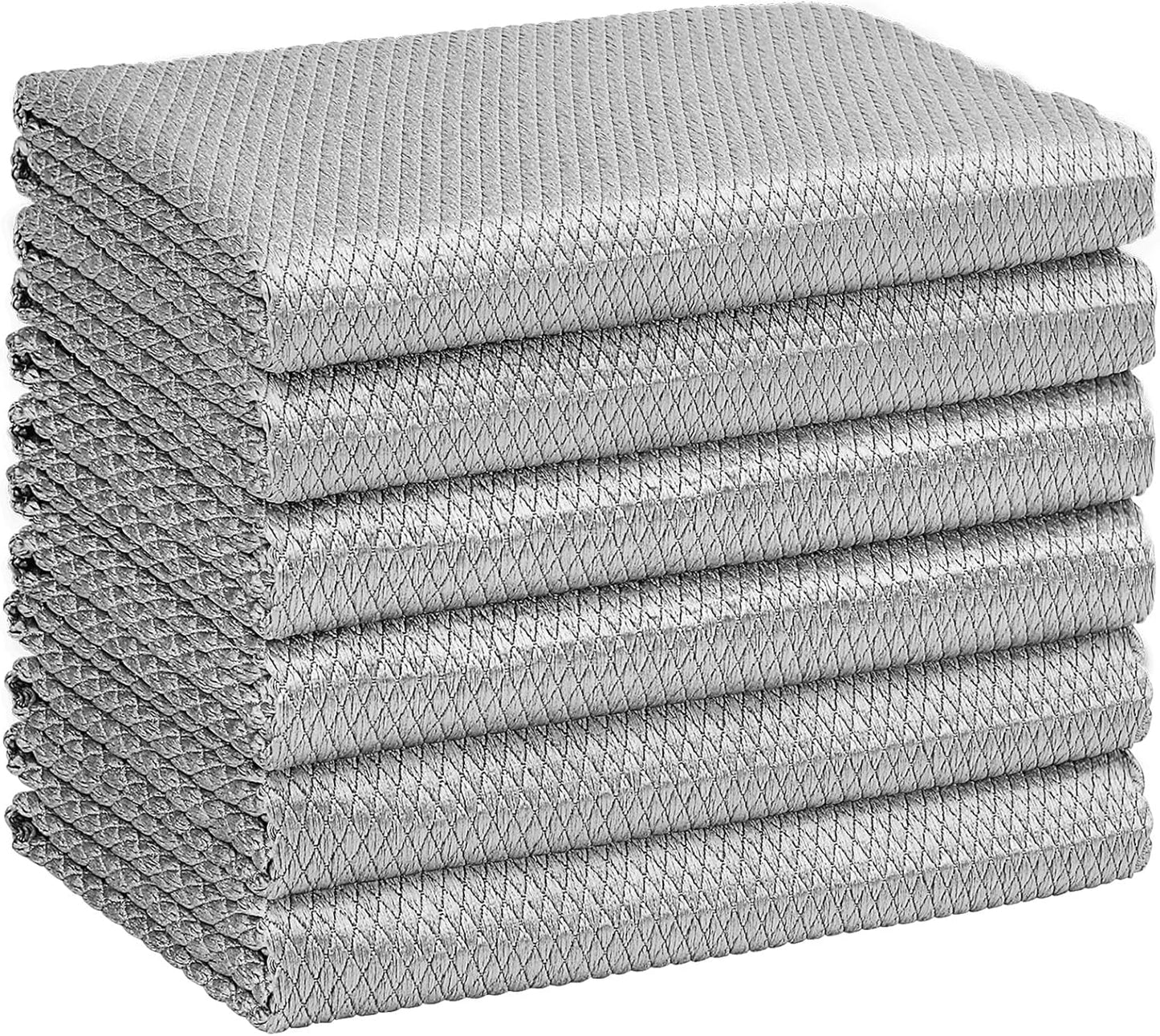 HOMEXCEL Grey Microfiber Glass Cleaning Cloths-6PK, 16"x14" Lint Free Window Cleaning Cloth, Glasses, Mirrors, Screens, Stainless Steel, Premium Microfiber Wipes for Cleaning, Glass and Window Cleaner