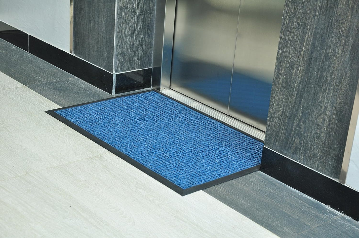 Kempf Water Retainer Entrance Mat, Indoor Outdoor Rubber Rug, Moisture Trapping, Absorbent Mat, 18 by 30-Inch, Blue