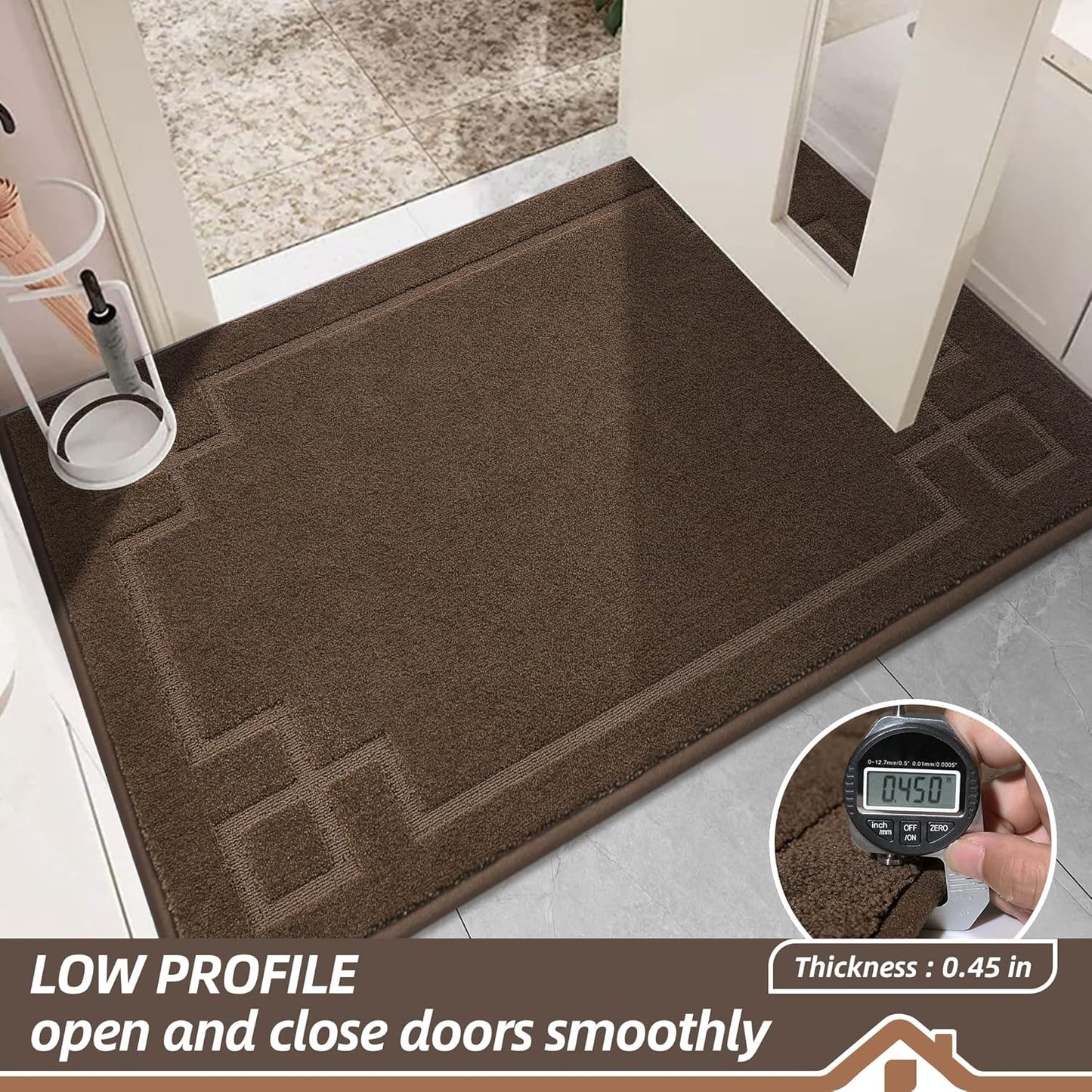 BEQHAUSE Door Mat 36" x 60", Non-Slip Door Mats Indoor Entryway Rugs Washable Low-Profile Absorbent and Stain Resist Floor Mats, Dog Door Mat for Front Back Door, Muddy Wet Shoes & Paws, Brown