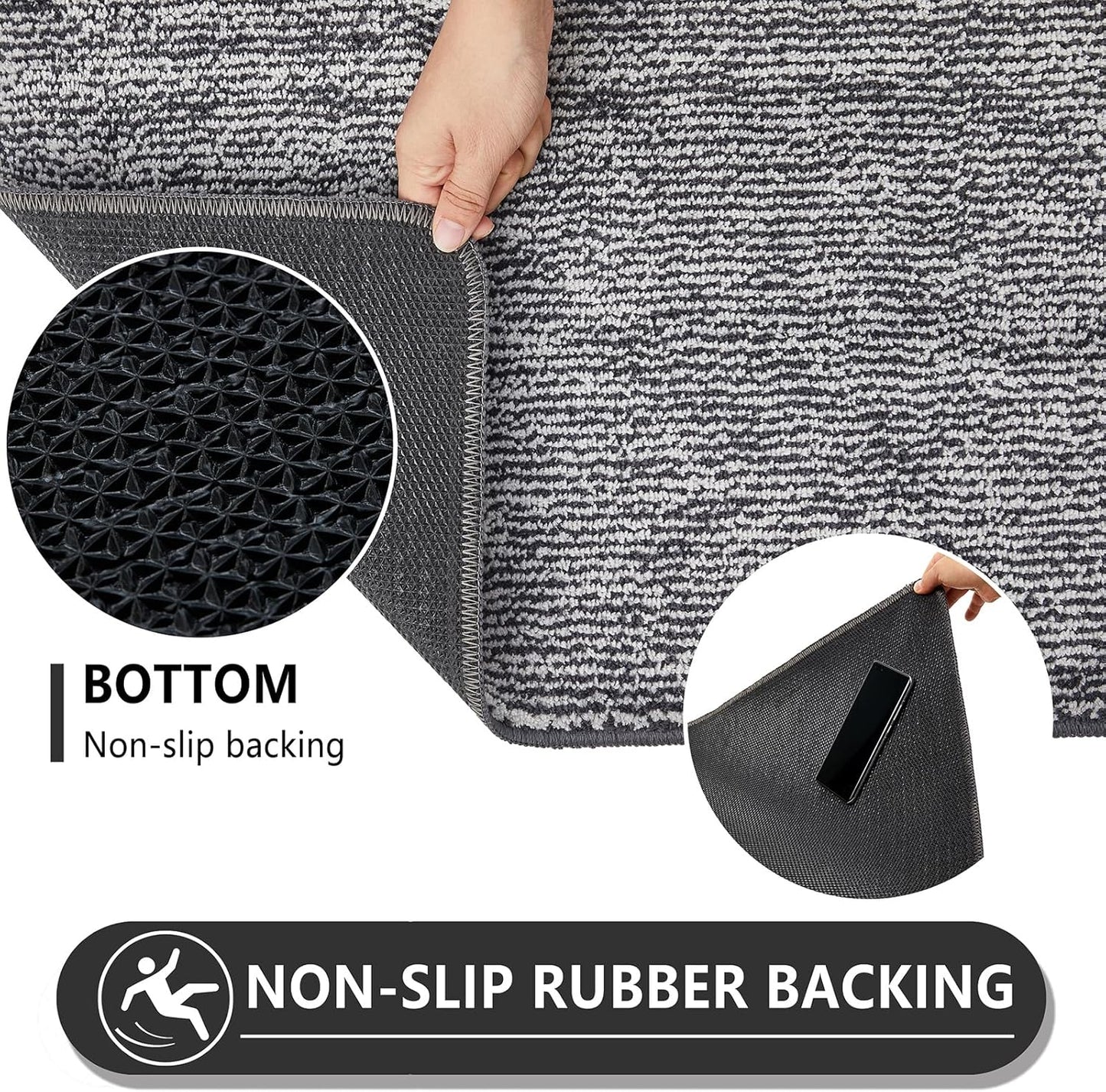 REFETONE Doormat, 36"x59", Indoor, Dark Grey - Absorbent, Non Slip, Machine Washable, Resist Dirt, Low-Profile Entry Rug for High-Traffic Areas
