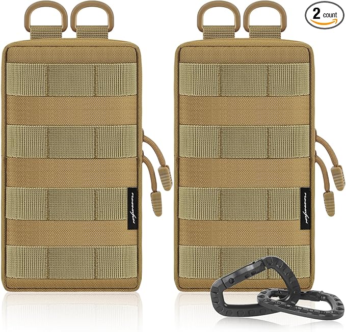 FUNANASUN 2 Pack Molle Pouches Tactical Pouch Small Molle Pouch Compact Water-Resistant EDC Pouch Molle Bag