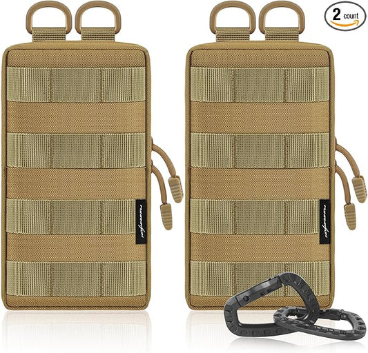 FUNANASUN 2 Pack Molle Pouches Tactical Pouch Small Molle Pouch Compact Water-Resistant EDC Pouch Molle Bag
