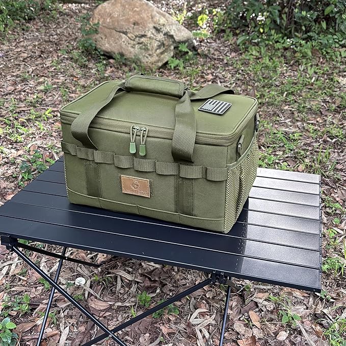 Tactical Camping Storage Bag 18L Tactical Utility Tote Bag Camping Cookware Organizer Trunk Organizer (Army Green)