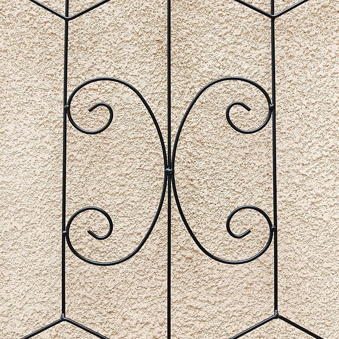 Metal Garden Trellis Rustproof Trellis for Climbing Plants Outdoor Flower Support (Black-2 Pack, 86.7"x19.7")