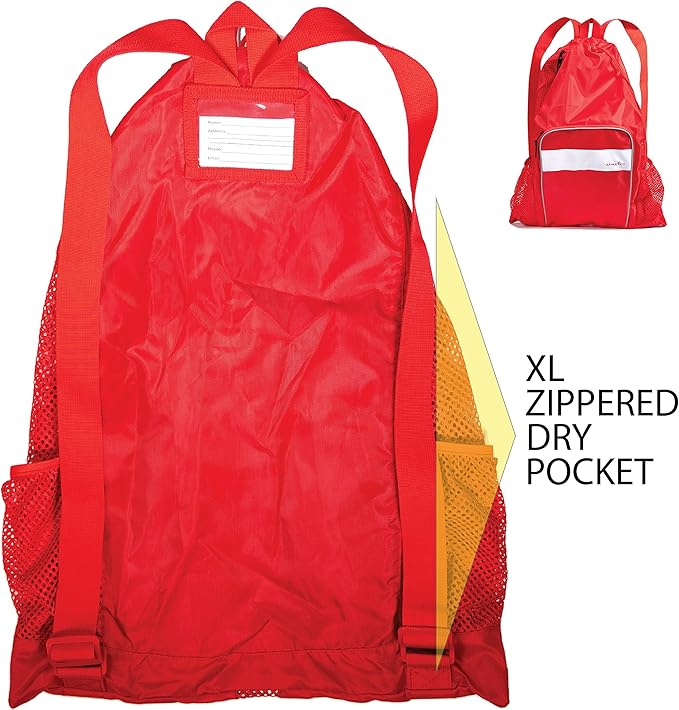 Athletico Mesh Swim Bag - Mesh Pool Bag With Wet & Dry Compartments for Swimming, the Beach, Camping and More
