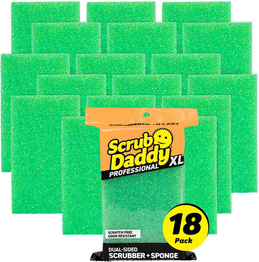 Scrub Daddy Extra Large Sponge Daddy - Bulk Kitchen Sponges for Cleaning Different Rooms & Surfaces - Dual-Sided Dish Scrubber with FlexTexture Foam (18 Count)