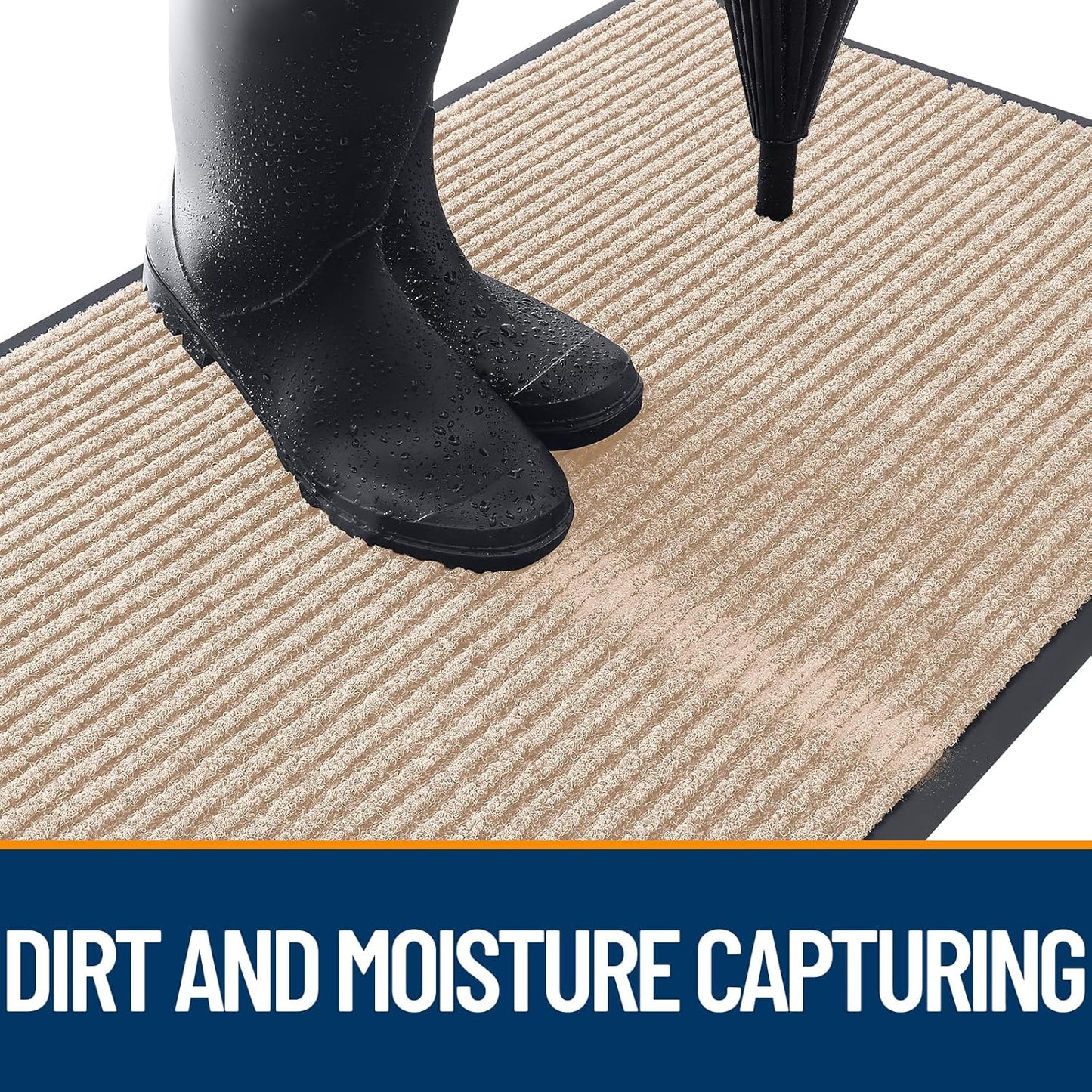 OLANLY Front Door Mat Indoor Outdoor Entrance, Waterproof Heavy Duty Doormat, Fade Resistant, Low Profile, Easy Clean Patio Porch Welcome Floor Mats for Entry, 71x47, Beige