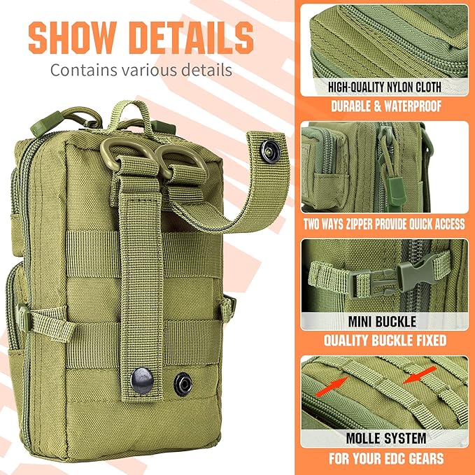 bvya Tactical Molle EDC Utility Pouch Compact Tool Pouch Mini Waist Bag Crossbody Backpack-Design Phone Pouch with Shoulder Strap Flag Patch and D-Rings