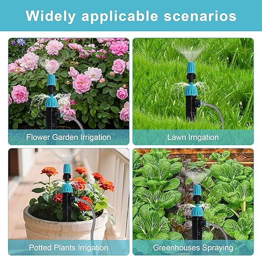 Drip Irrigation System, Fast Connect Automatic Watering Kit with 12mm & 6mm Tubing, DIY Adjustable Garden Irrigation for Greenhouse, Flower Beds, Patio & Lawns (85 Feets)