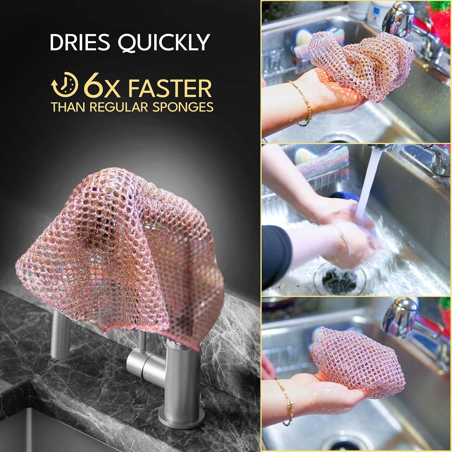 The Crown Choice Heavy Duty Non-Scratch Dish Scrubbers for Cleaning Dishes & Pots (6Pcs) - Replace Kitchen Sponges for Dishwashing with Our Scouring Pads - Try Our Alternative Dish Washing Scrub