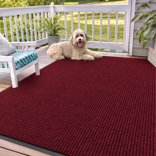 OLANLY Front Door Mat Indoor Outdoor Entrance, Waterproof Heavy Duty Doormat, Fade Resistant, Low Profile, Easy Clean Patio Porch Welcome Floor Mats for Entry, 71x47, Wine Red