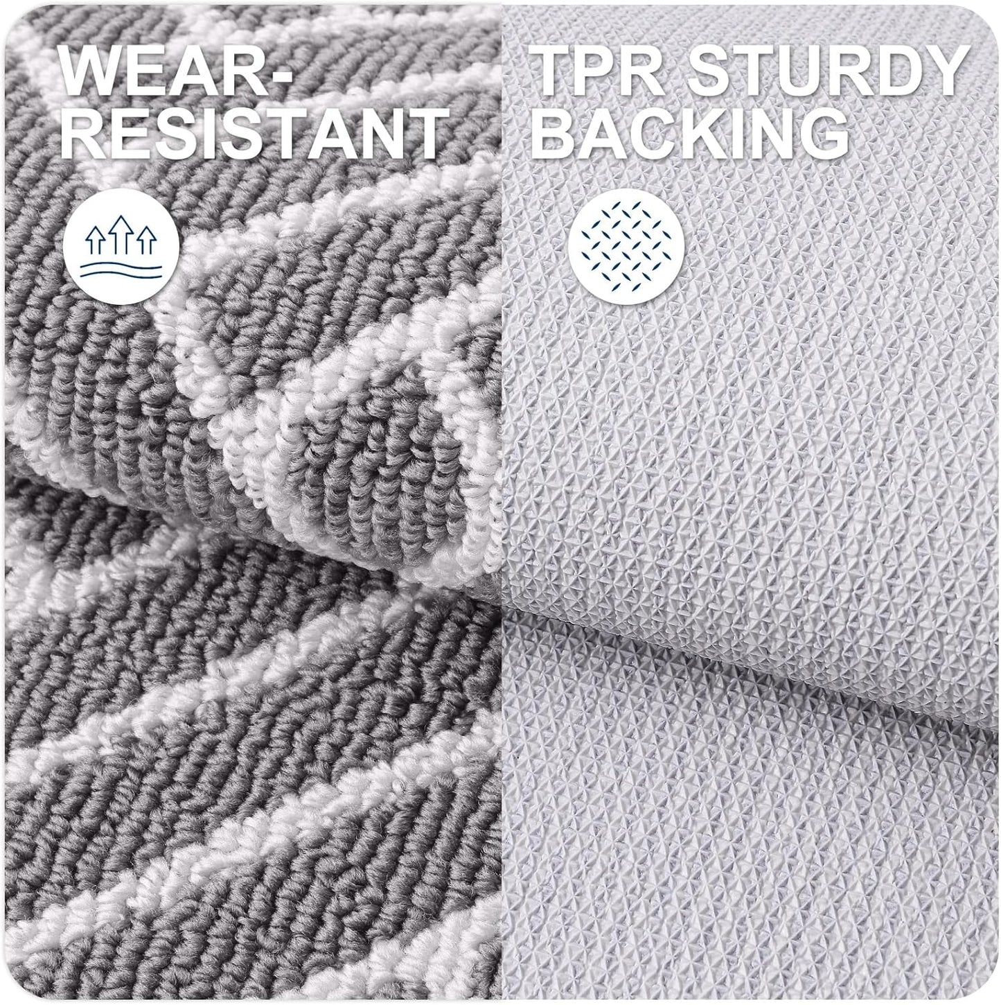 OLANLY Runner Indoor Door Mat, 47x20 Inch, Dirt Resistant and Absorbent, Non-Slip Rubber Backing Floor Mats, Easy Clean Low-Profile Doormat for Entryway, Front Door, and Inside Entrance, Grey