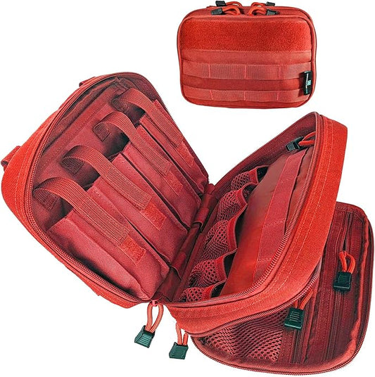 EPG Tactical Bag EDC Pouch, Molle Utility Pouch - Organizer, First Aid Black Backpack Organizer Pouches, Backpack, Modular Survival Bag, Gear, Large, Red