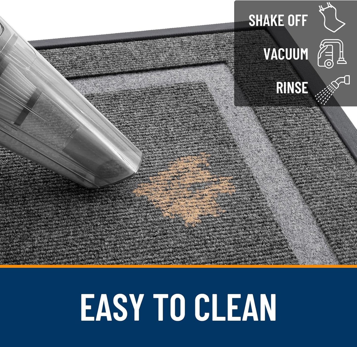 OLANLY Front Door Mat Indoor Outdoor Entrance, Waterproof All-Season, All-Weather Doormat, Sturdy Natural Rubber, Fade Resistant, Low Profile, Easy Clean Patio Porch Entryway Mat, 71x47, Dark Grey