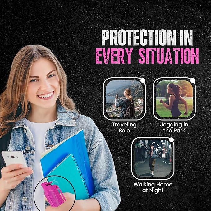 Police Magnum Keychain Pepper Spray Self Defense Belt Clip Holder - 2 Pack Tactical Maximum Strength OC with Dye - Small Safety Key Chains for Women & Men - Made in The USA