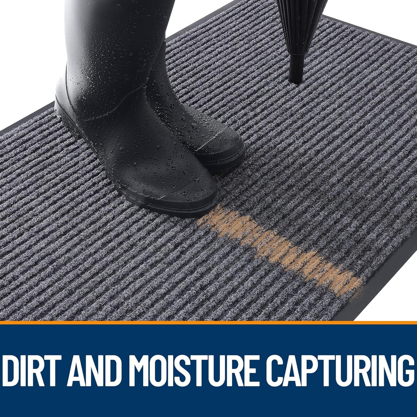 OLANLY Front Door Mat Indoor Outdoor Entrance, Waterproof Heavy Duty Doormat, Fade Resistant, Low Profile, Easy Clean Patio Porch Welcome Floor Mats for Entry, 59x35, Grey