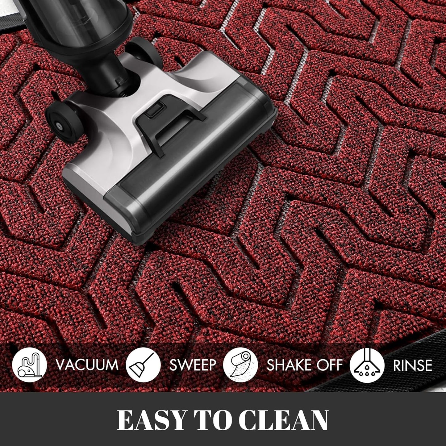 Yimobra 72x24 Indoor Outdoor Runner Rug, Heavy-Duty Waterproof Entrance Mat for High Traffic Areas, Commercial Grade Welcome Door Mat, Easy Clean, Black Red