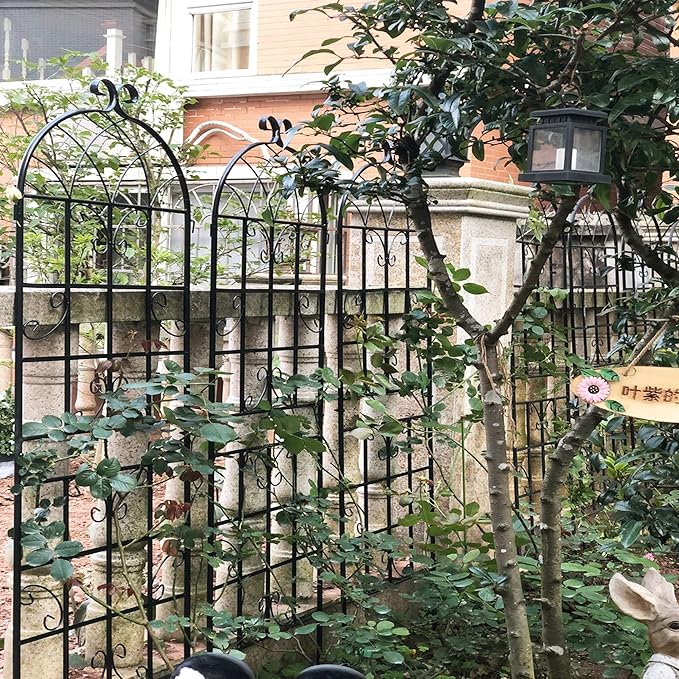Metal Garden Trellis Rustproof Trellis for Climbing Plants Outdoor Flower Support (Black-4 Pack, 71"x19.7")