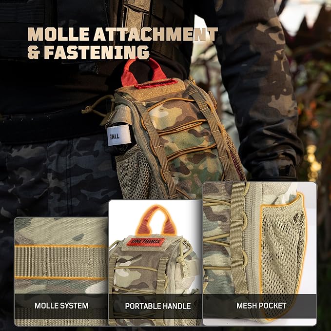 OneTigris IFAK Pouch - Large IFAK Molle Pouch Empty First Aid Bags Only Medical Trauma Kit Bag EMT Pouch MED Waist Bag for Outdoor