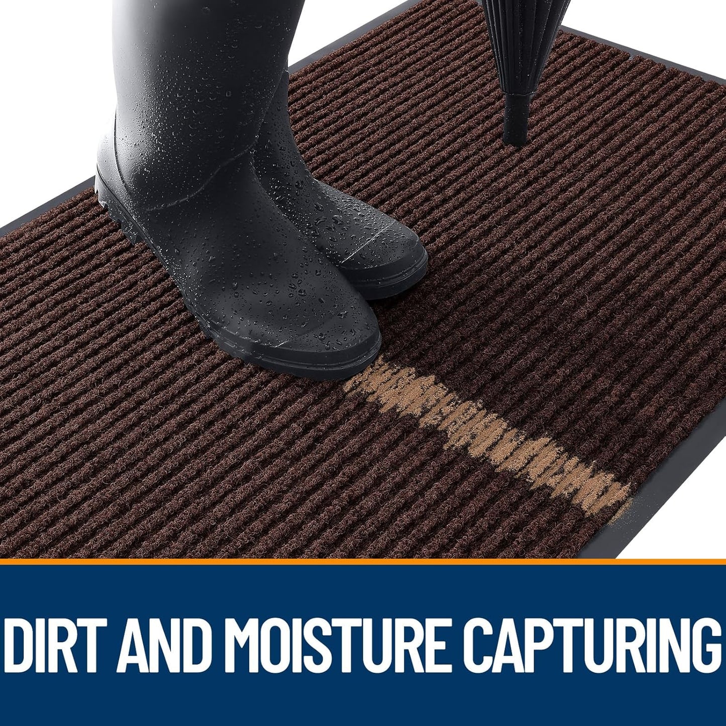 OLANLY Front Door Mat Indoor Outdoor Entrance, Waterproof Heavy Duty Doormat, Fade Resistant, Low Profile, Easy Clean Patio Porch Welcome Floor Mats for Entry, 40x32, Brown