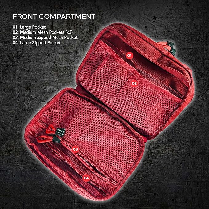 EPG Tactical Bag EDC Pouch, Molle Utility Pouch - Organizer, First Aid Black Backpack Organizer Pouches, Backpack, Modular Survival Bag, Gear, Large, Red