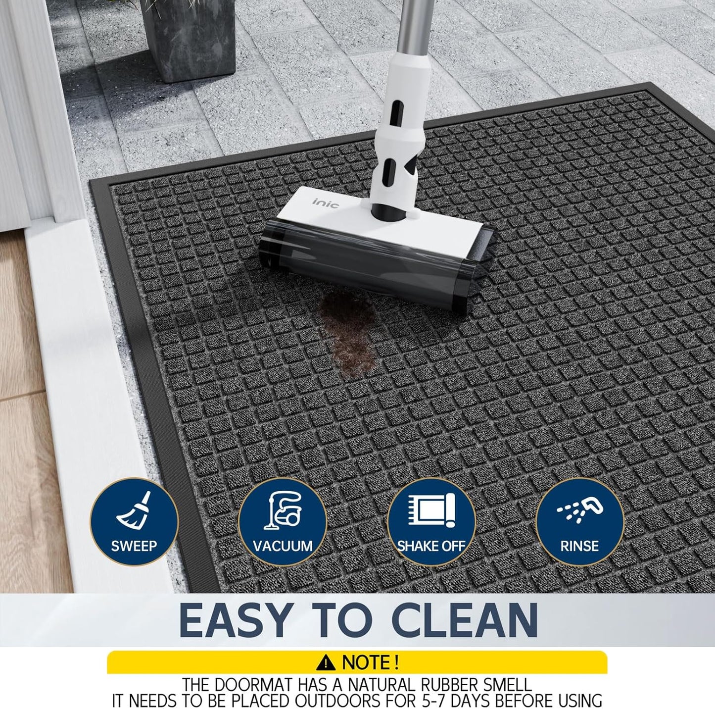 Indoor Outdoor Front Door Mats, 48" x 36" Rubber Backing Non Slip Durable Welcome Floor Mats for Patio, Garage Entrance, Stain and Fade Resistant Commercial Doormats for High Traffic