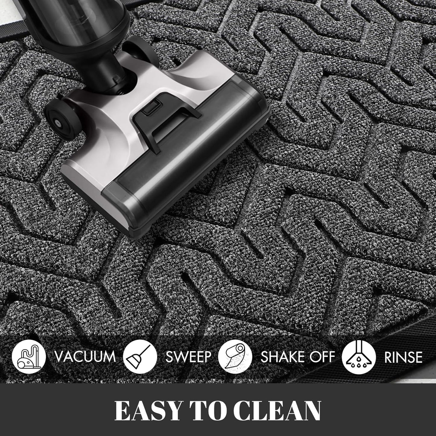 Yimobra Large Door Mat Outside Entrance 47x24, Waterproof Heavy Duty Outdoor Mats for Front Door, Non Slip Rubber Entry Mat for Garage Patio, Easy Clean, Mix Grey