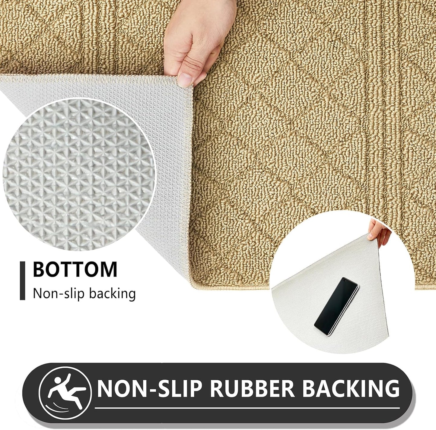 REFETONE Indoor Doormat, Front Back Door Mat 32"x40" Absorbent Rubber Backing Non Slip Door Mats, Low-Profile Resist Dirt Entrance Rugs, Machine Washable Door Rug Inside Floor Mat for Entryway, Beige