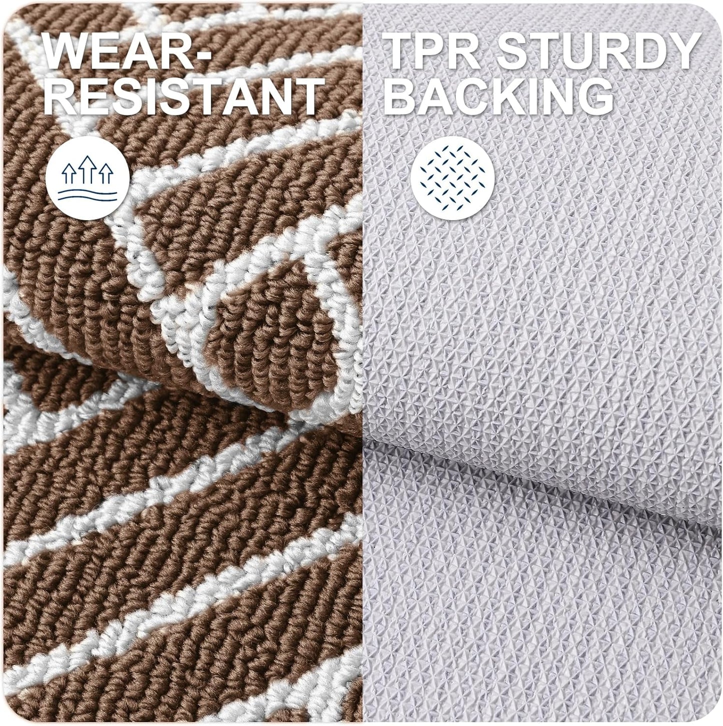 OLANLY Indoor Door Mat, 48x32 Inch, Dirt Resistant and Absorbent, Non-Slip Rubber Backing Floor Mats, Easy Clean Low-Profile Doormat for Entryway, Front Door, and Inside Entrance, Coffee