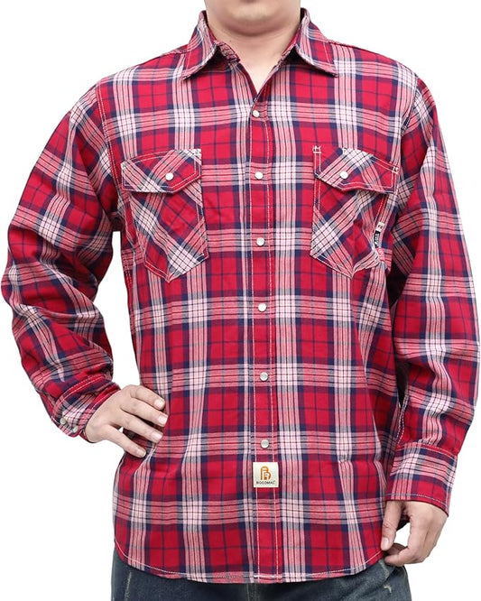 BOCOMAL FR Shirts 6.25oz Lightweight Welding Shirts Flame Resistant Men's Fire Retardant Shirt