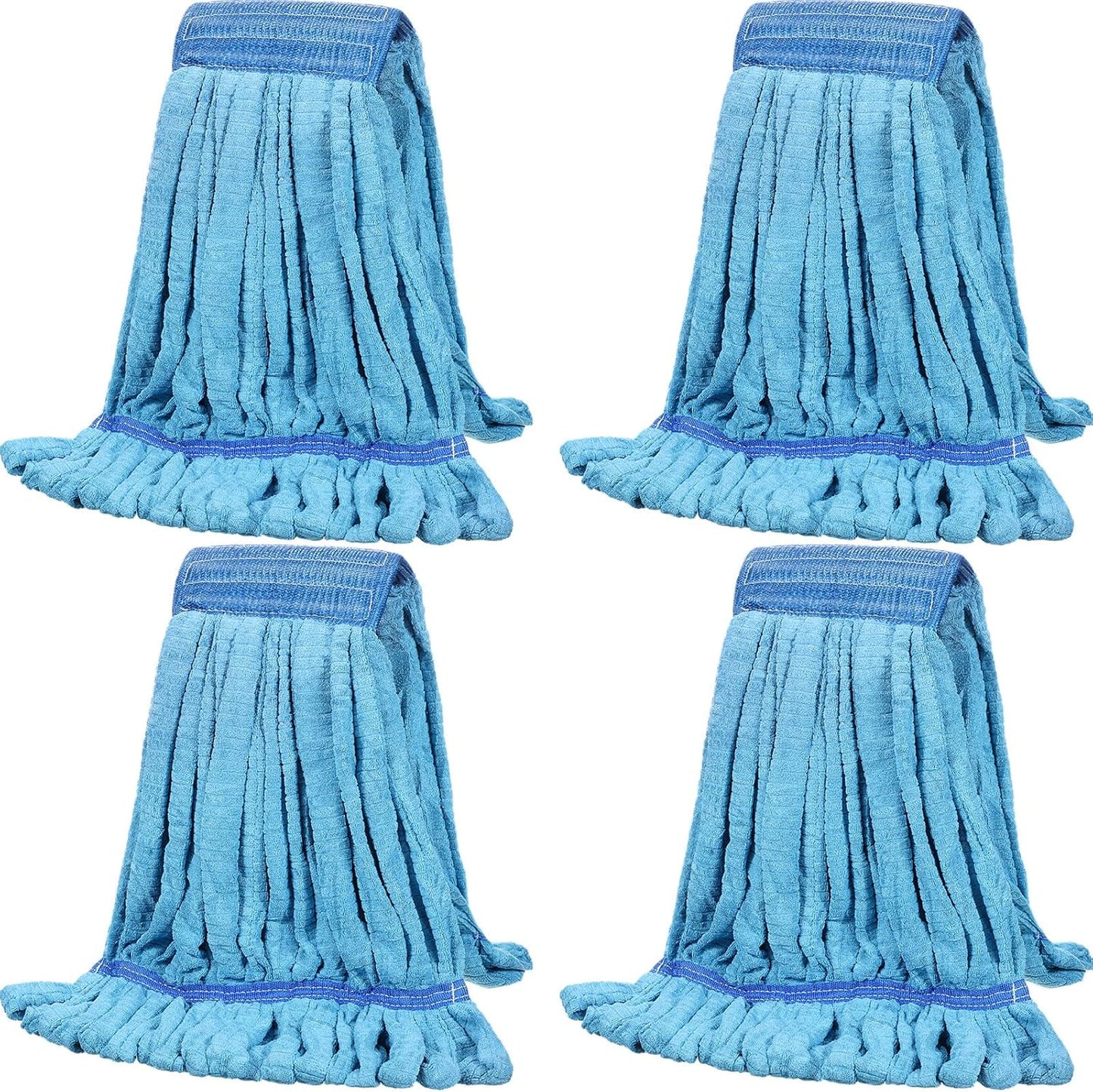 Lallisa 4 Pcs Commercial Mop Head Replacement Tube Microfiber Industrial Looped End Mop Heads Refill for Floor Cleaning for Home Commercial Industrial Use(Large,Blue)
