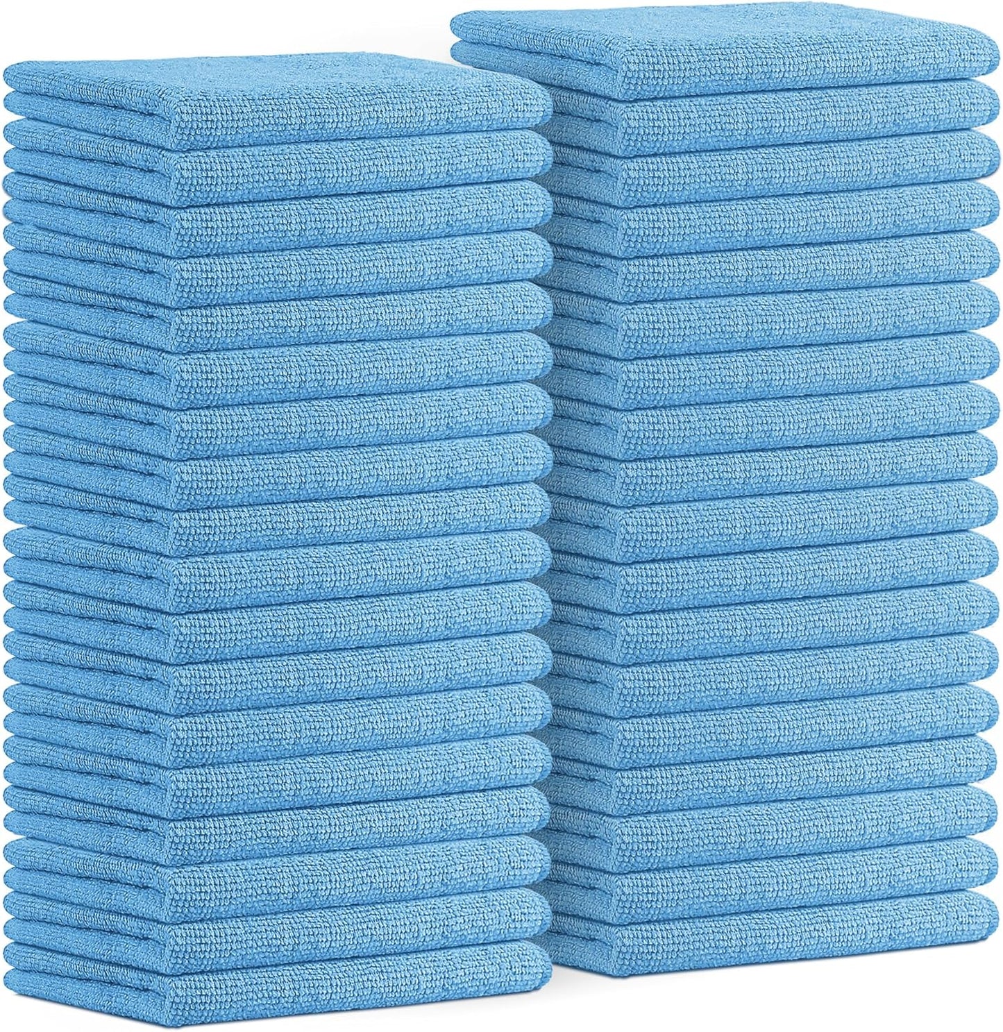 Avalon Towels Microfiber Cleaning Cloths (Value Pack of 36) Size 16" x 16", Highly Absorbent Cleaning Rags, Lint Free Cleaning Towels, Reusable and Washable, Microfiber Towels for Cars (Blue)
