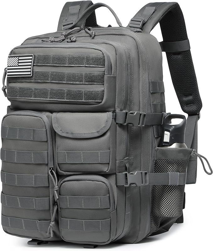 Wotony Tactical Backpack - Military waterproof backpack with multiple pockets and tactical gear for the outdoors (Gray, 45L)