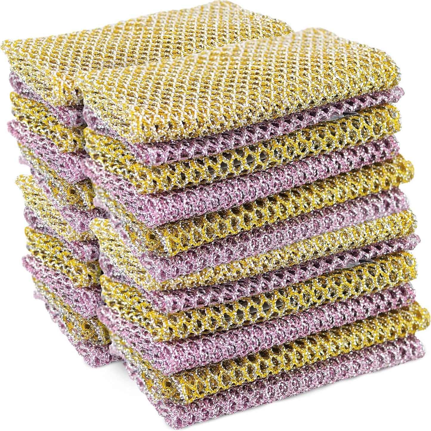 Heavy Duty Dish Scrubbers - Non Scratch Scouring Pads - Odorless and Long Lasting - Replace Sponges for Dish Washing, Scrubbing & Scouring - Kitchen, Floor and Bathroom Usage - Made in Korea (24 Pcs)