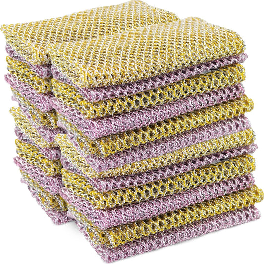 Heavy Duty Dish Scrubbers - Non Scratch Scouring Pads - Odorless and Long Lasting - Replace Sponges for Dish Washing, Scrubbing & Scouring - Kitchen, Floor and Bathroom Usage - Made in Korea (24 Pcs)