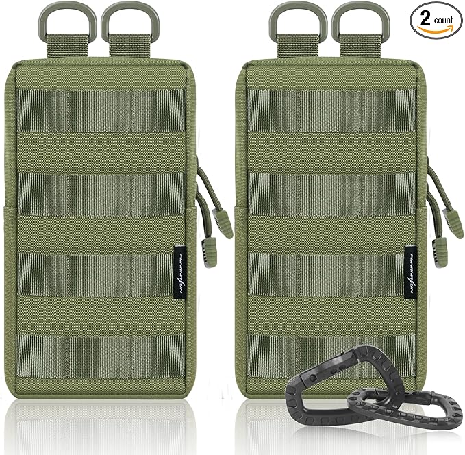 FUNANASUN 2 Pack Molle Pouches Tactical Pouch Small Molle Pouch Compact Water-Resistant EDC Pouch Molle Bag