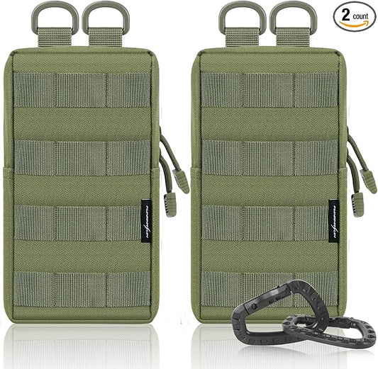 FUNANASUN 2 Pack Molle Pouches Tactical Pouch Small Molle Pouch Compact Water-Resistant EDC Pouch Molle Bag