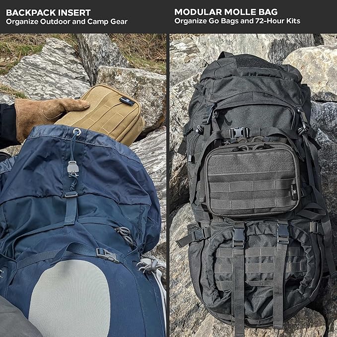 EPG Tactical Bag EDC Pouch, Molle Utility Pouch - Organizer, First Aid Black Backpack Organizer Pouches, Backpack, Modular Survival Bag, Gear, Large, Red