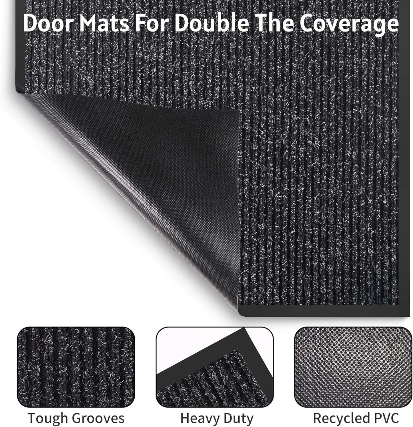 Front Door Mat Indoor Outdoor Entrance, 48" x 96" Dirt Resistant and Absorbent Door Mat, TPR Backing Non-Slip Doormats, Easy to Clean, Low Profile Welcome Floor Mat for Outside Entry