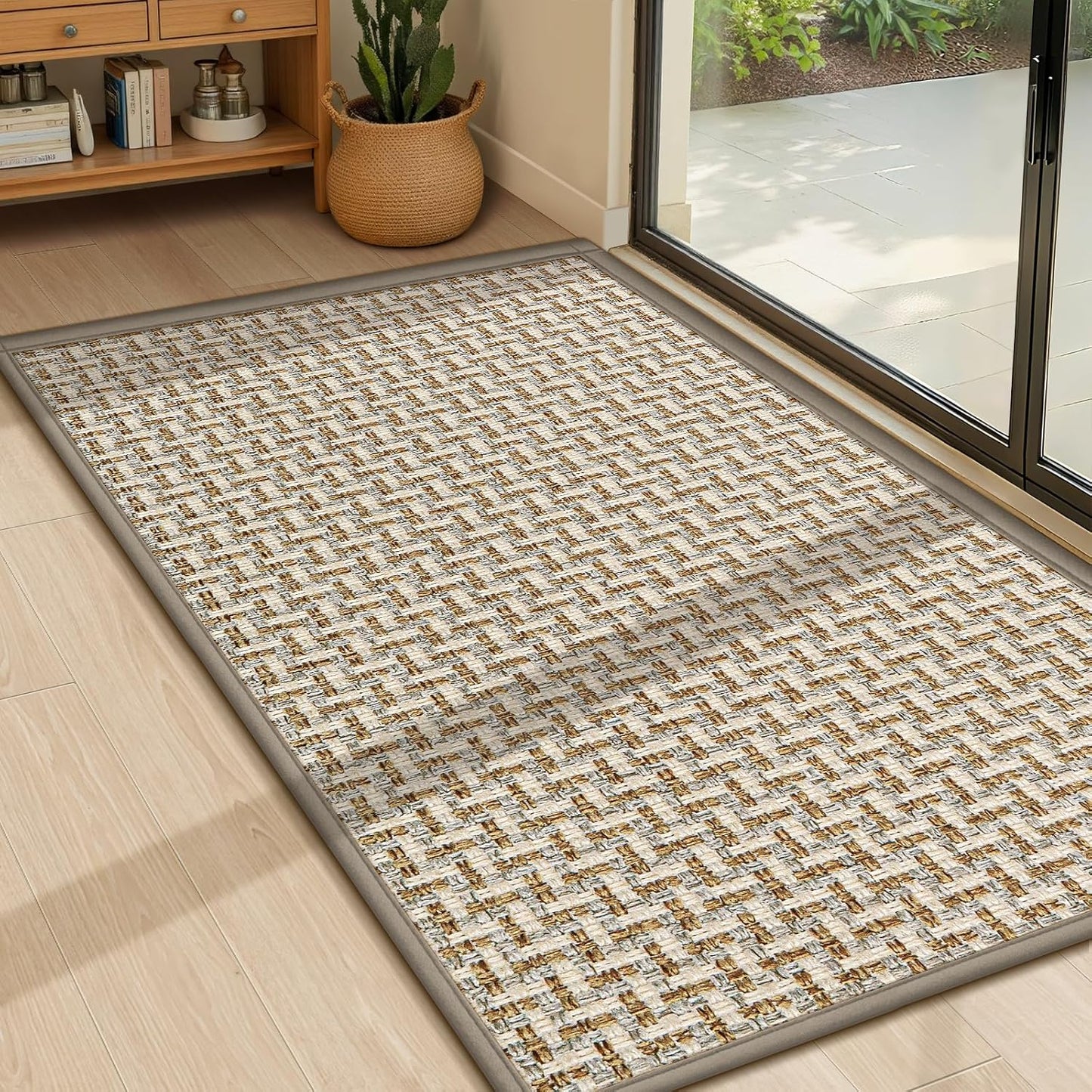 LEKEEPGO Door Mat Indoor Entrance 24"x36", Absorbent Indoor Door Mat, Non Slip Rubber Backing Inside Door Mats, Washable Floor Mat, Low-Profile Doormat for Front Door, Entryway, Entrance, Grey