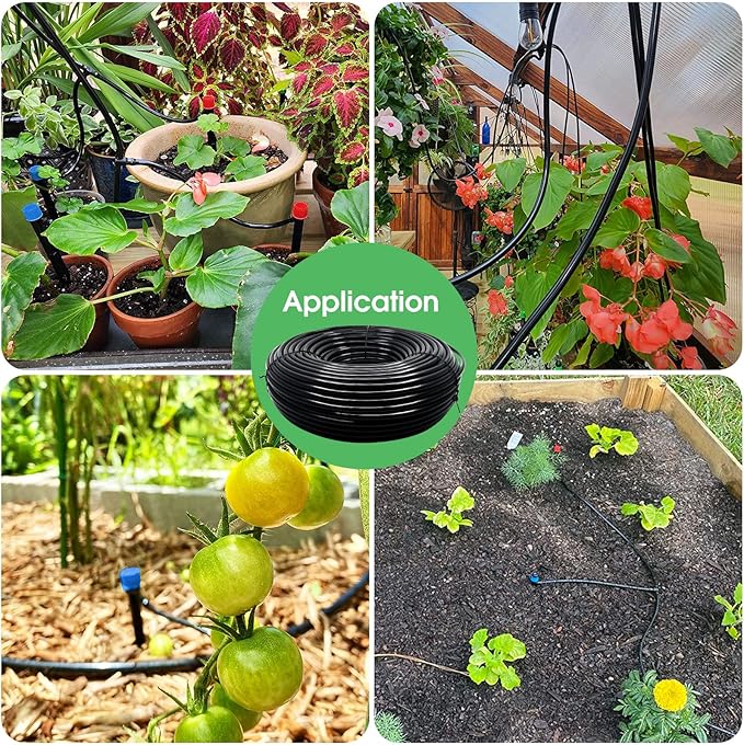 100FT 1/4 inch Drip Irrigation Tubing Distribution Hose Tube for Garden Irrigation System