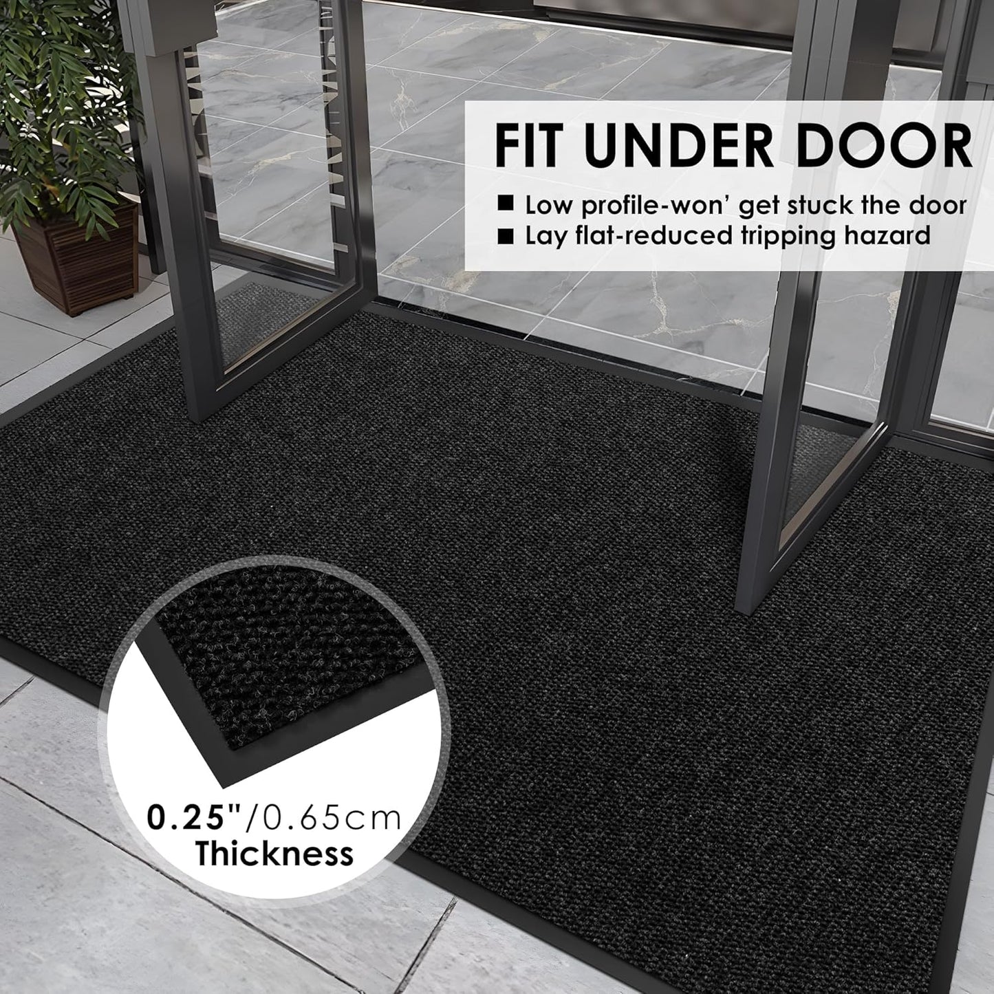 4′ x 59′ Front Door Mat Indoor Outdoor Entrance, Commercial Floor Mat Heavy Duty Dirt Trapper Entryway Doormat, Custom Size Non Slip Rubber Backing Welcome mat, Door Mat for High Traffic Area