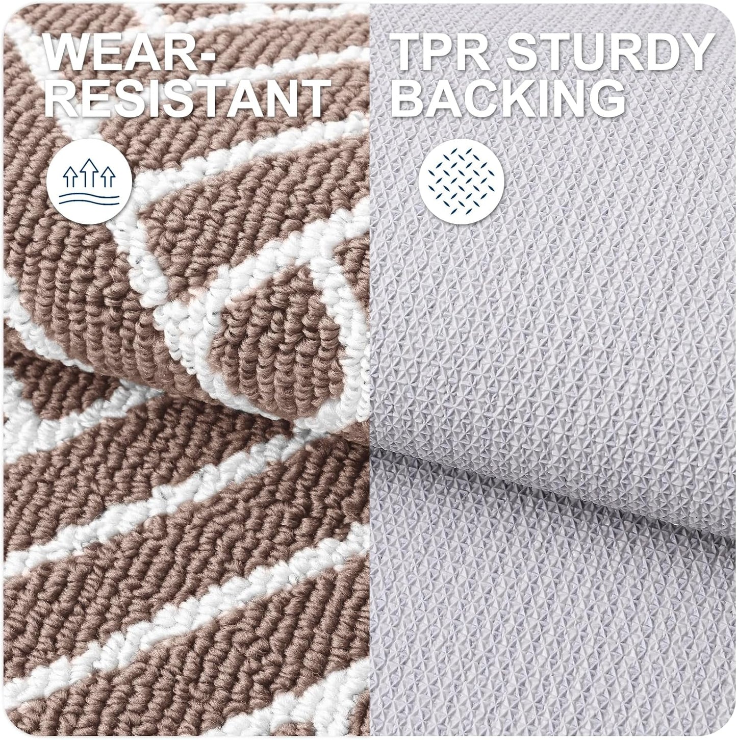 OLANLY Large Indoor Door Mat, 59x35 Inch, Dirt Resistant and Absorbent, Non-Slip Rubber Backing Floor Mats, Easy Clean Low-Profile Doormat for Entryway, Front Door, and Inside Entrance, Brown